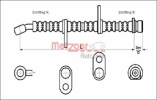 Original METZGER Bremsschlauch 4113605 für Honda