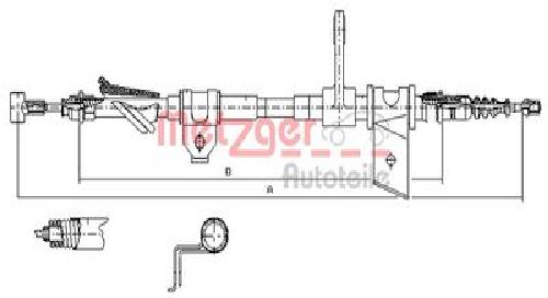 Original METZGER Seilzug Feststellbremse 451.11 für Alfa Romeo