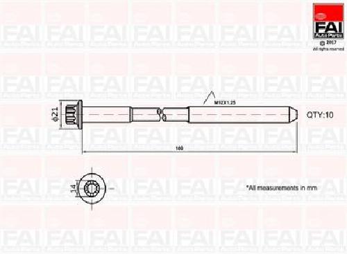 Original FAI AutoParts Zylinderkopfschraubensatz B2111 für Lexus Toyota