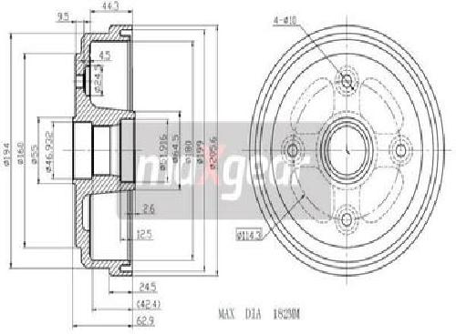 Original MAXGEAR Bremstrommel 19-1049 für Daewoo