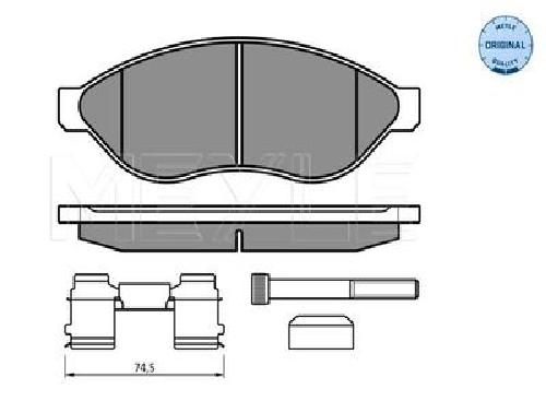 Original MEYLE Bremsbelagsatz Scheibenbremse 025 244 6819/W1 für Citroën Fiat