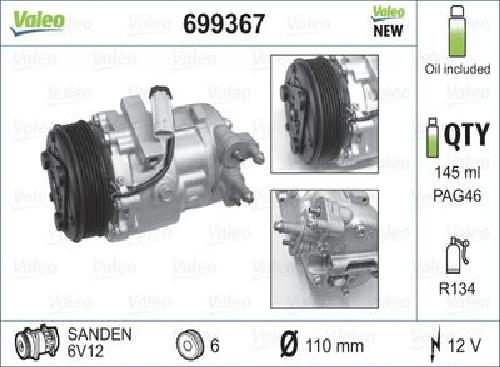 Original VALEO Kompressor Klimaanlage 699367 für Opel