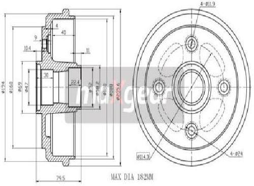 Original MAXGEAR Bremstrommel 19-1041 für Chevrolet Daewoo