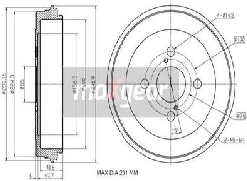 Original MAXGEAR Bremstrommel 19-2857 für Toyota