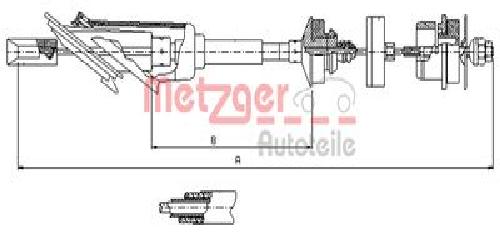 Original METZGER Seilzug Kupplungsbetätigung 11.2254 für Citroën Peugeot