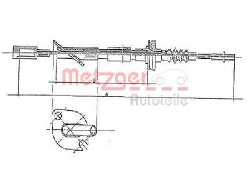 Original METZGER Seilzug Kupplungsbetätigung 1402.3 für Fiat